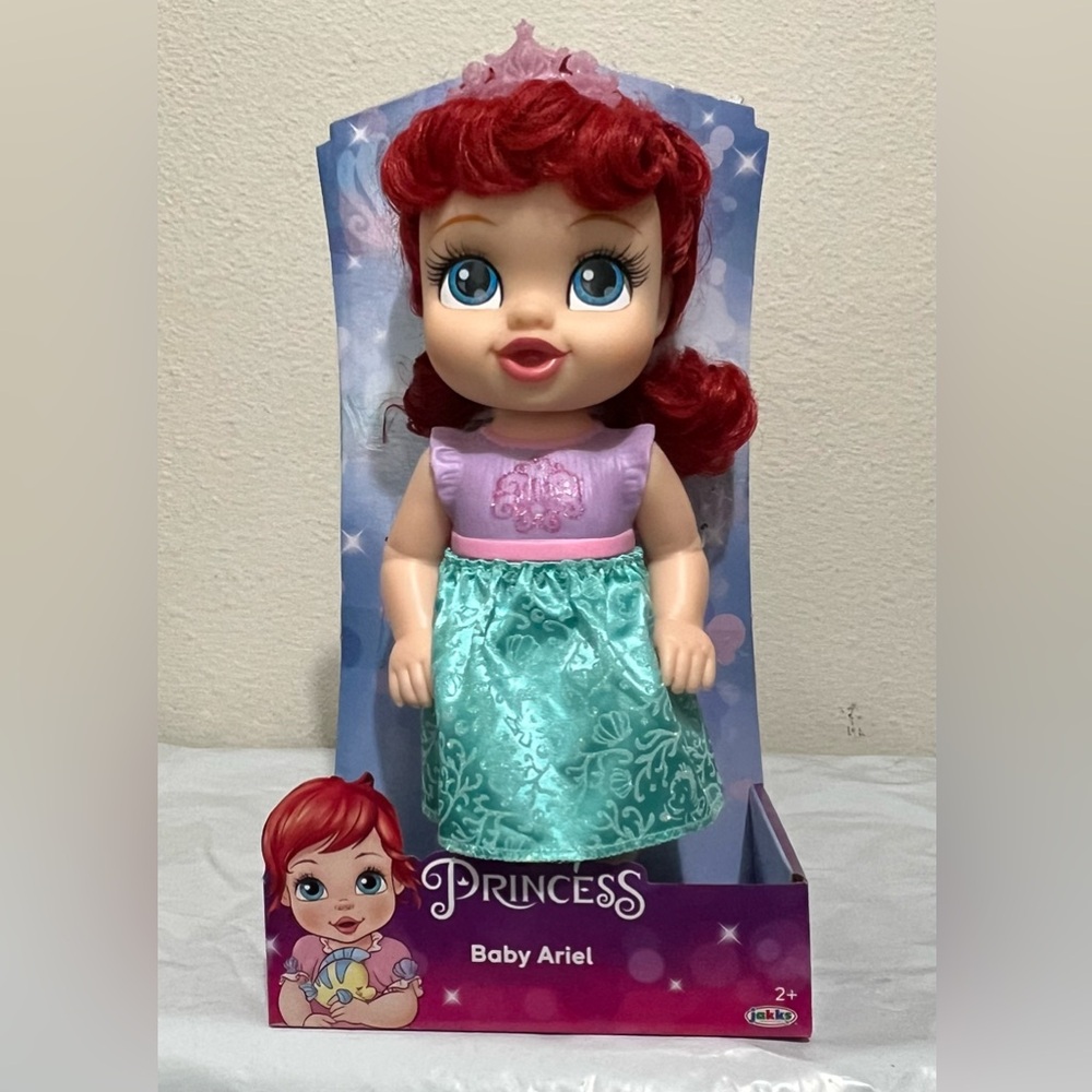 Disney Princess Baby Ariel Doll with Red Hair and Purple/Green dresses